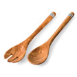 BÉRARD salad serving set in stainless steel with brown handles, 30 cm length, ideal for salads and serving.