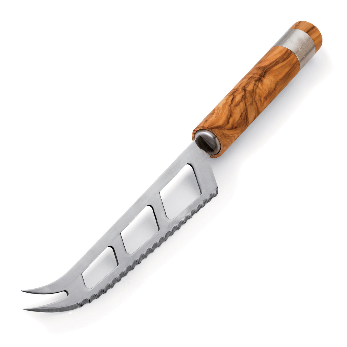 BÉRARD cheese knife with a 24.5 cm stainless steel blade and brown handle, designed for slicing and serving cheese.
