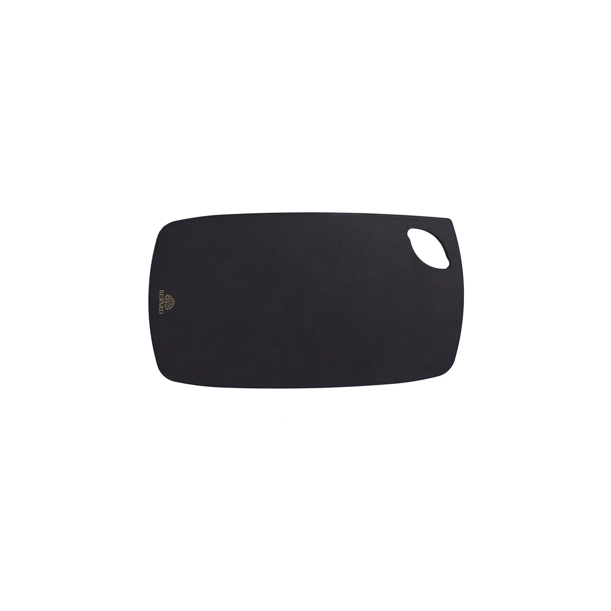 BÉRARD black Holzfaser Schneidbrett L, 15 cm cutting board with wood grain texture, ideal for kitchen food prep.