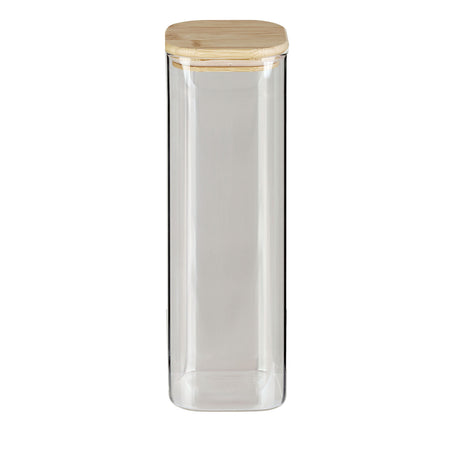BÉRARD quadrilateral clear storage jar with 2.1-liter capacity, designed for kitchen organization and food storage.
