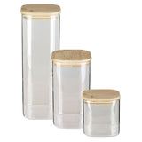 Clear BÉRARD quadrilateral storage jar with a 2.1-liter capacity, ideal for kitchen organization and airtight storage.