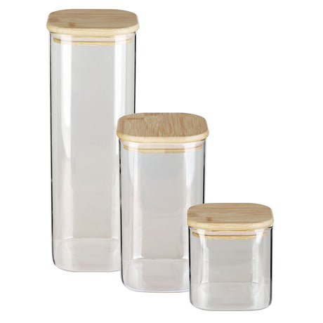 Clear BÉRARD quadrilateral storage jar with a 2.1-liter capacity, ideal for kitchen organization and airtight storage.