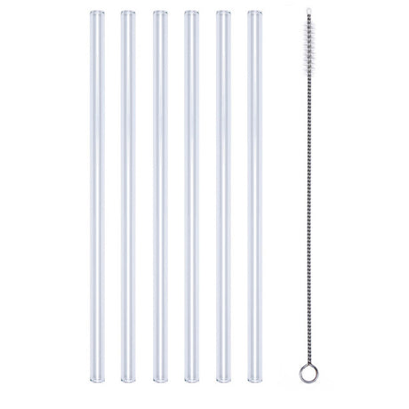 Clear glass drinking straw by PROFINO, showcasing a sleek, transparent straw ideal for beverages.