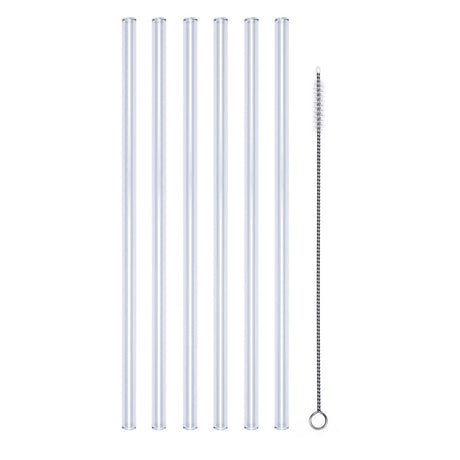 Clear glass drinking straw by PROFINO, showcasing a sleek, transparent straw ideal for beverages.