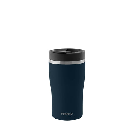 Blue PROFINO BARISTA thermobecher with a sleek design, perfect for keeping beverages hot or cold on the go.