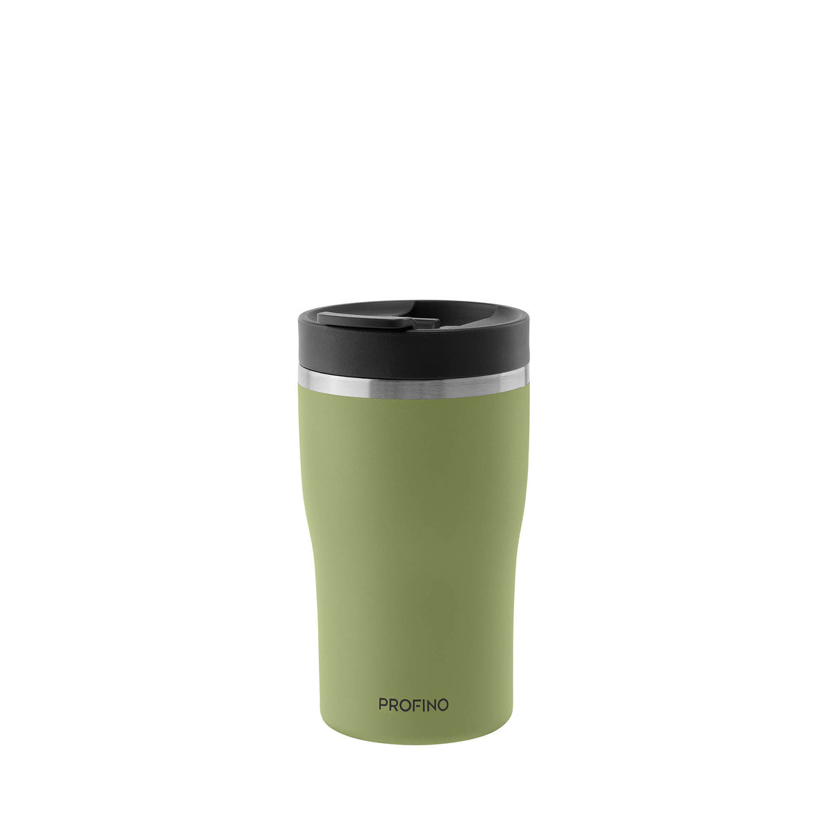 PROFINO BARISTA thermobecher in salbei green with stainless steel lid, insulated coffee mug for hot beverages.