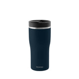 Blue PROFINO BARISTA thermobecher with lid, stainless steel insulation, and ergonomic design for hot beverages.