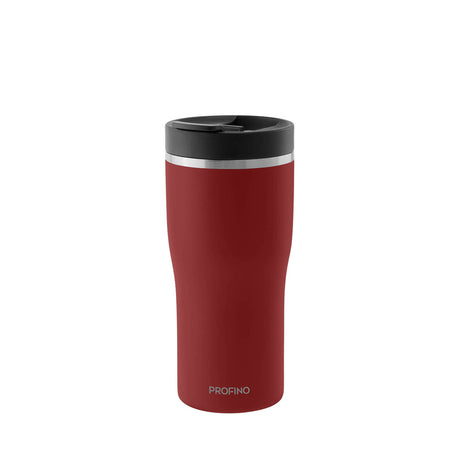 PROFINO Barista thermobecher in burgundy, insulated travel mug with lid, designed for hot beverages on the go.