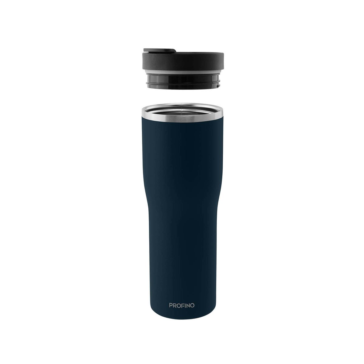 Blue PROFINO Barista thermobecher with spill-proof lid and stainless steel body, ideal for hot beverages on the go.