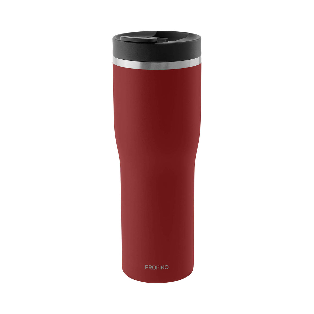 PROFINO Barista thermobecher in burgundy, insulated travel mug with lid, designed for hot beverages and on-the-go use.