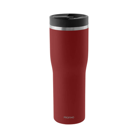 PROFINO Barista thermobecher in burgundy, insulated travel mug with lid, designed for hot beverages and on-the-go use.