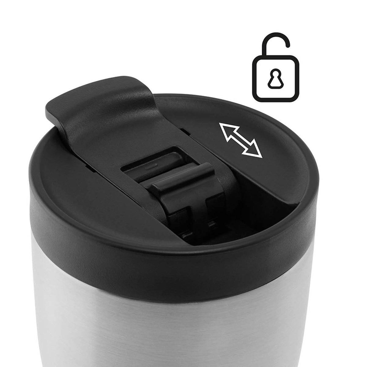 PROFINO Barista stainless steel thermobecher with lid, insulated travel mug for hot beverages, featuring a sleek design.
