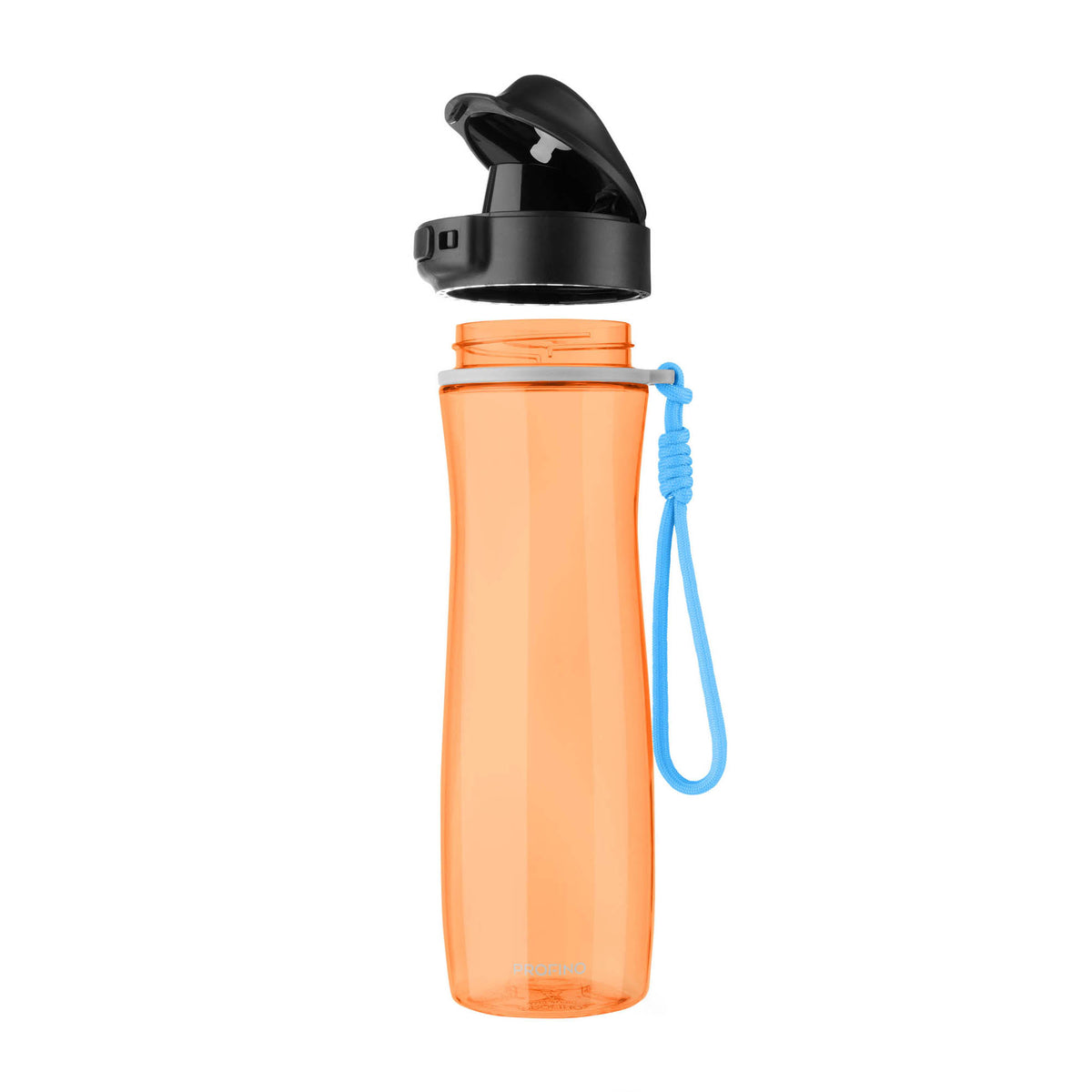 PROFINO ACTIVE 750 ml water bottle with black lid and transparent body, ideal for sports and everyday hydration.
