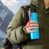 PROFINO ACTIVE 600 ml insulated flask showing stainless steel body and screw-on lid for keeping beverages hot or cold.