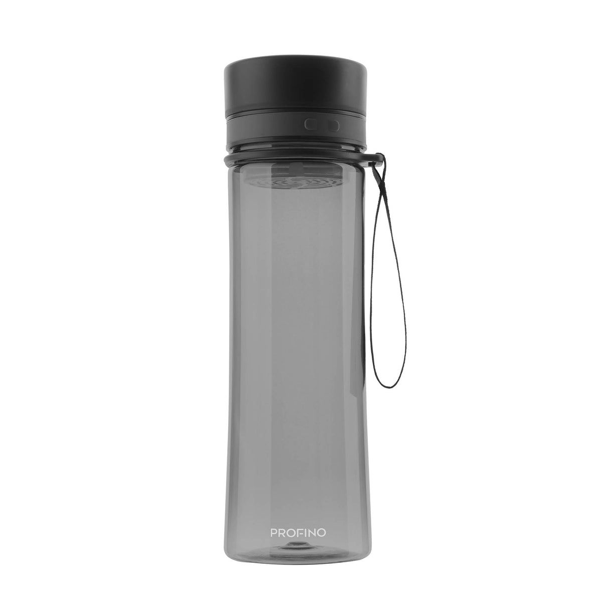 PROFINO INFUZE 600 ml water bottle with blue lid and clear body, featuring a leak-proof design and ergonomic shape.