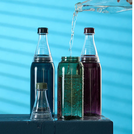 PROFINO Sparkle 600 ml drinking bottle with a transparent design and colorful sparkling pattern, ideal for on-the-go hydration.