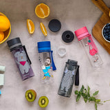 PROFINO INFUZE 350 ml drinking bottle with a clear body and screw-on lid, ideal for staying hydrated on the go.