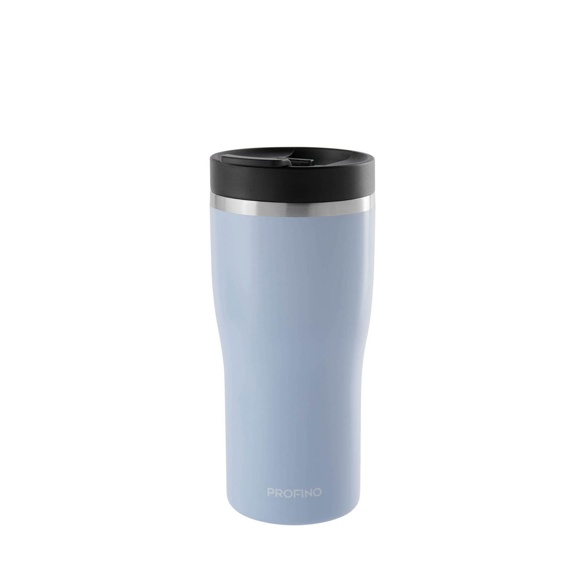 PROFINO Barista thermobecher in light blue, stainless steel travel mug with lid, ideal for hot beverages on the go.