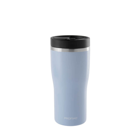 PROFINO Barista thermobecher in light blue, stainless steel travel mug with lid, ideal for hot beverages on the go.