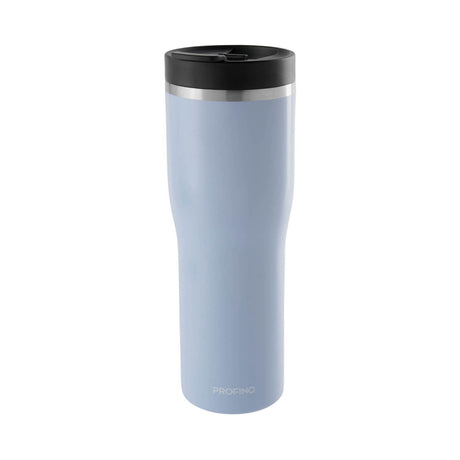 PROFINO Barista thermobecher in light blue, stainless steel travel mug with a secure lid for hot beverages.