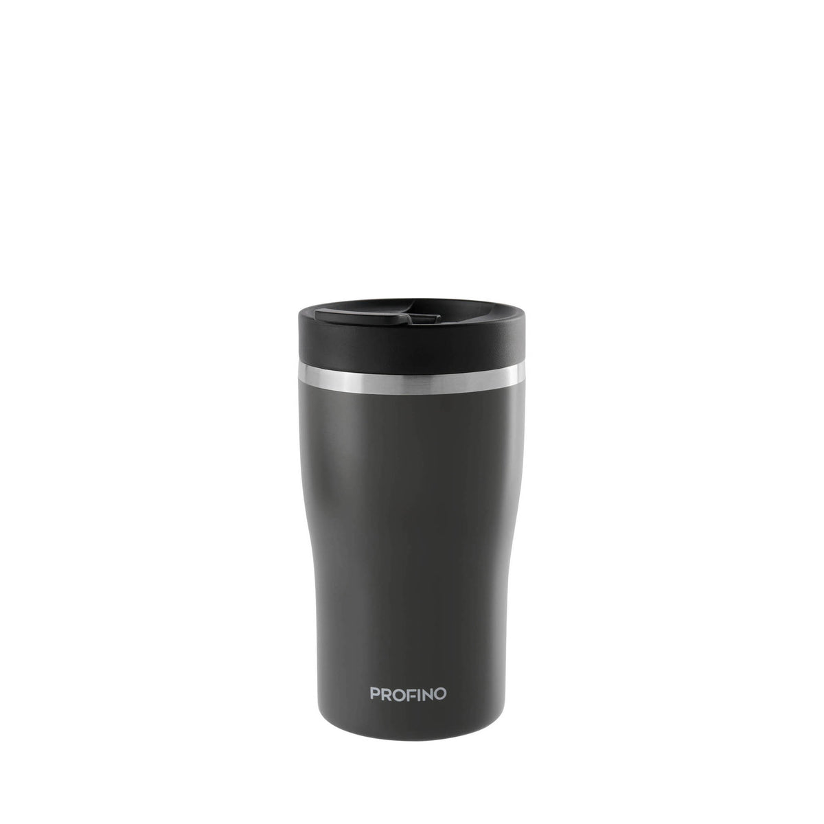 PROFINO Barista gray 250ml thermobecher with a sleek design and secure lid, ideal for hot beverages on the go.