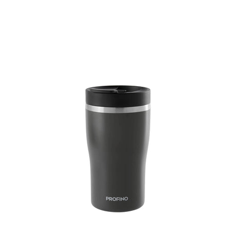 PROFINO Barista gray 250ml thermobecher with a sleek design and secure lid, ideal for hot beverages on the go.
