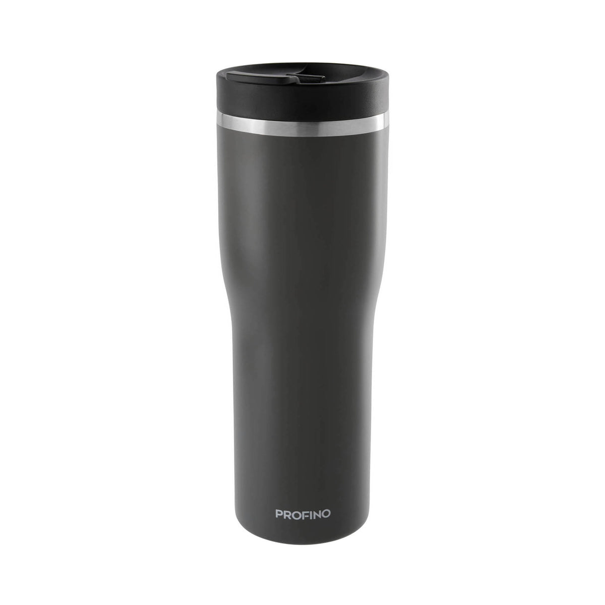 Gray PROFINO Barista thermos mug with 250 ml capacity, featuring a sleek design and secure lid for hot beverages.