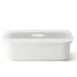 HONEYWARE white enamelled vacuum storage canister with 1.35L capacity, featuring a sleek design and secure lid.