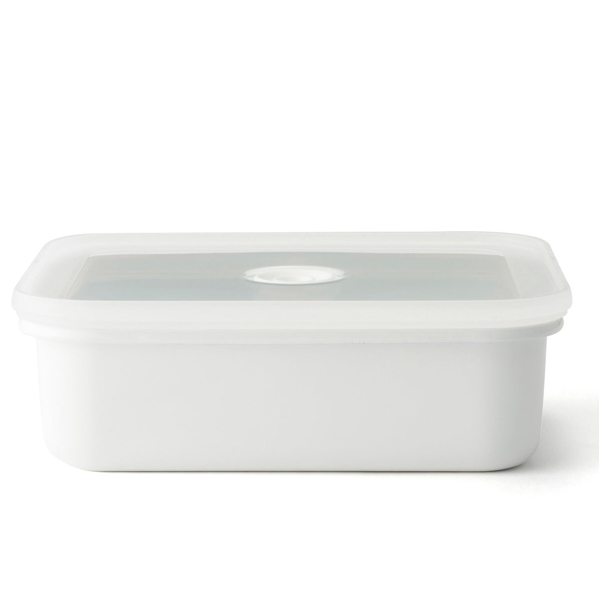 HONEYWARE white enamelled vacuum storage canister with 1.35L capacity, featuring a sleek design and secure lid.