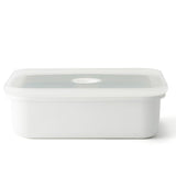 HONEYWARE white enamelled vacuum storage canister with 1.35L capacity, featuring a sleek design and secure lid.