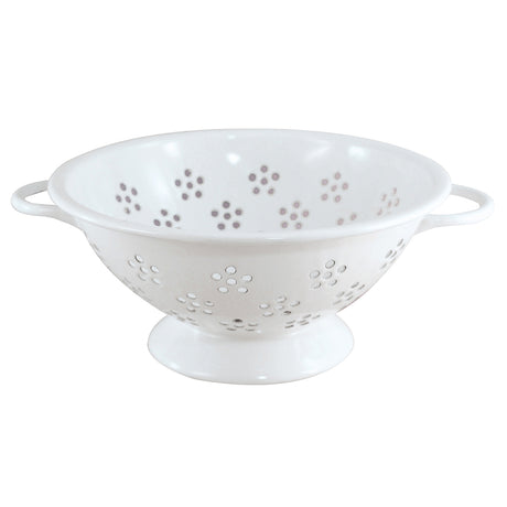 White HONEYWARE colander with 1.5-liter capacity, featuring a perforated design for draining pasta and vegetables.