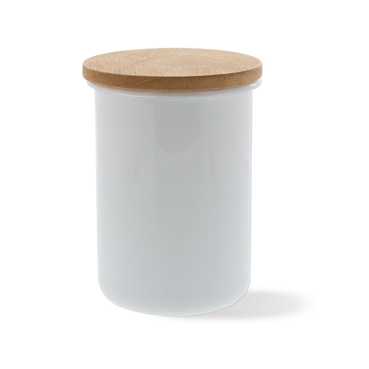 HONEYWARE white storage jar with wooden lid, 800 ML capacity, airtight container for kitchen pantry storage