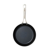Kyocera ceramic frying pan in black with a smooth non-stick surface and ergonomic handle, ideal for versatile cooking.