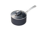 Black KYOCERA ceramic cooking pot with a sleek design, perfect for versatile kitchen use.