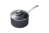 Kyocera ceramic cooking pot in black, durable kitchen cookware with a sleek design and sturdy handle.