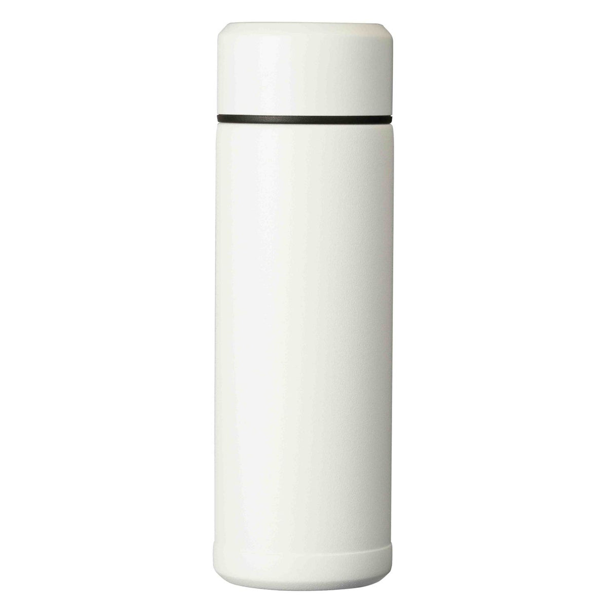 KYOCERA slim white insulated bottle with secure lid, designed for keeping beverages hot or cold.