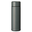 KYOCERA Slim Mug insulated bottle in gray, compact design with a screw-top lid, perfect for hot and cold beverages.