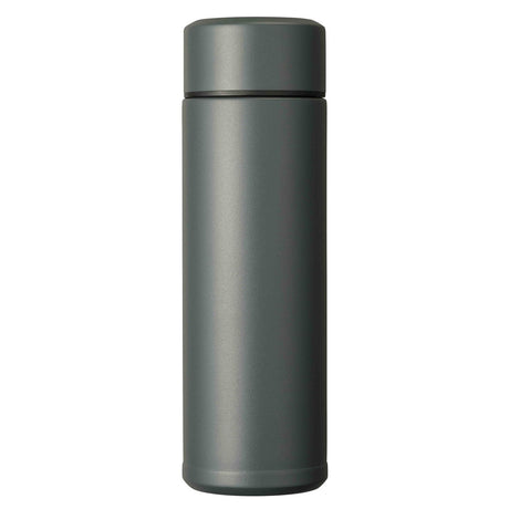 KYOCERA slim gray insulated bottle, Isolierflasche, with a sleek design and screw-top lid for hot or cold beverages