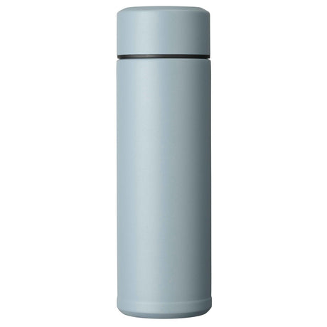 Blue KYOCERA slim mug insulated bottle with a sleek design, perfect for keeping beverages hot or cold on the go.