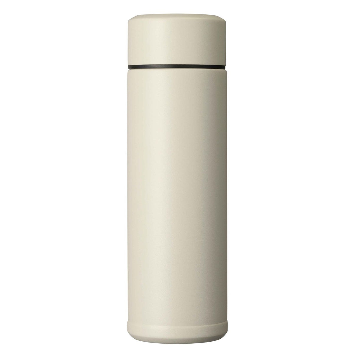 KYOCERA slim beige insulated bottle with 300ml capacity, stainless steel design perfect for hot or cold beverages