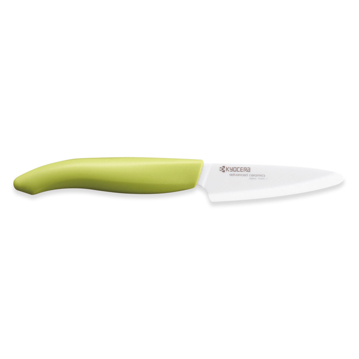 KYOCERA GEN GREEN ceramic knife with a green handle and blade, designed for precise slicing and cutting in the kitchen.