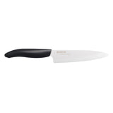 KYOCERA ceramic knife with black handle, sharp blade, ideal for precise cutting and kitchen use.