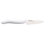 KYOCERA ceramic peeling knife with white handle and blade, ideal for precise kitchen peeling tasks