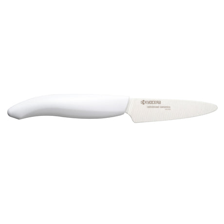 KYOCERA ceramic peeling knife with white handle and blade, ideal for precise kitchen peeling tasks