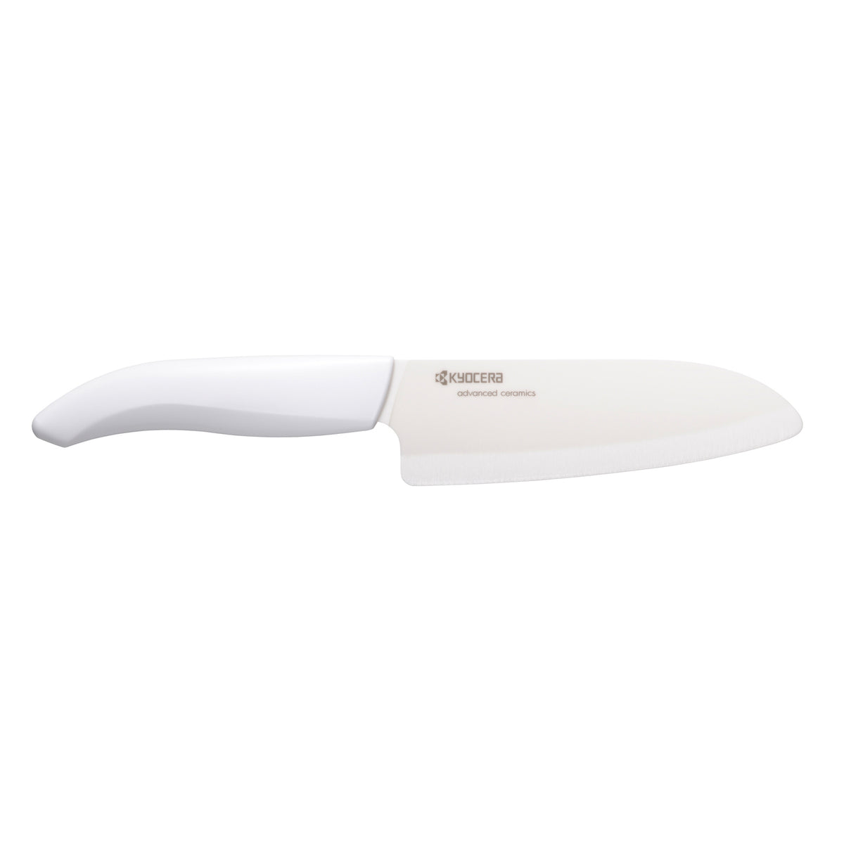 KYOCERA ceramic peeling knife with white handle and blade, ideal for precise kitchen peeling and cutting tasks.