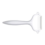 KYOCERA double-sided vegetable peeler with green handle, featuring sharp dual blades for efficient peeling and peeling tasks.