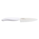 KYOCERA ceramic peeling knife with white handle and blade, ideal for precise kitchen peeling and slicing tasks.