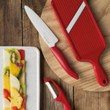 KYOCERA ceramic knife GEN RED in red with a sleek handle, ideal for precise kitchen cutting and slicing.