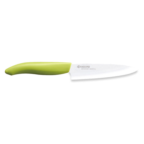 KYOCERA GEN GREEN ceramic knife with a vibrant green handle, showcasing its sharp, durable ceramic blade for precise cutting.