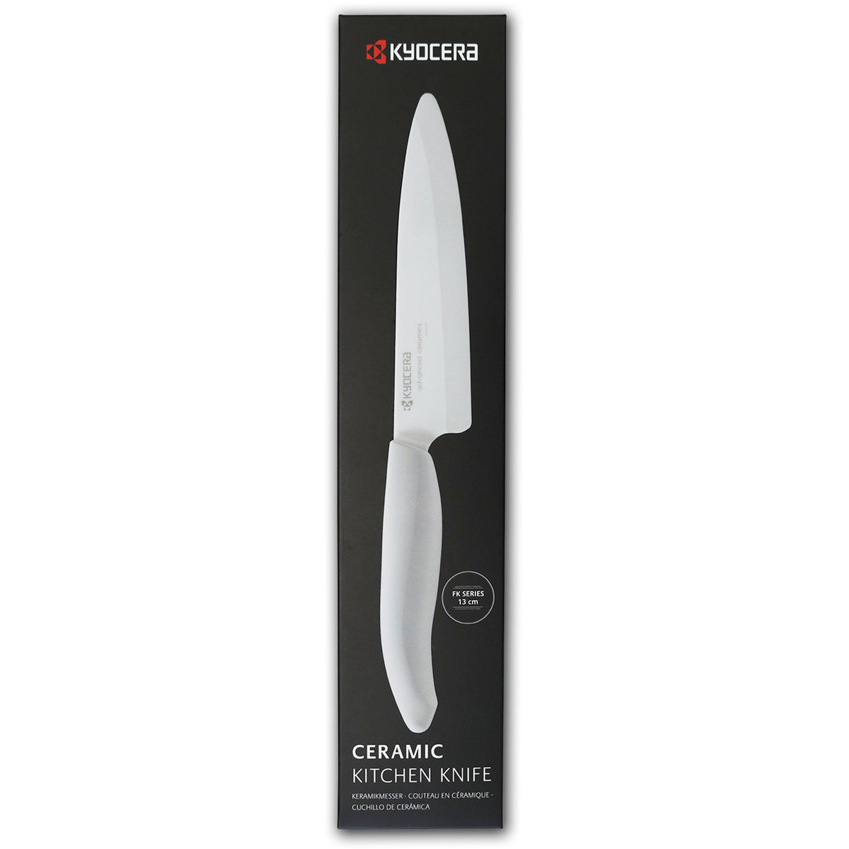 KYOCERA ceramic peeling knife with white handle and blade, ideal for precise kitchen peeling tasks.